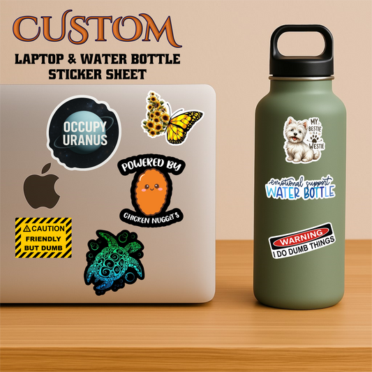 Custom 10" Laminated Sticker Gang Sheet, High Gloss & Contour Cut | Made in USA