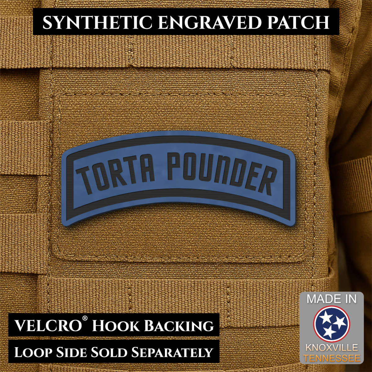 Torta Pounder Rocker Tab Funny Morale Patch, 1x2.6" | Made in USA | VELCRO® Brand Hook Backing