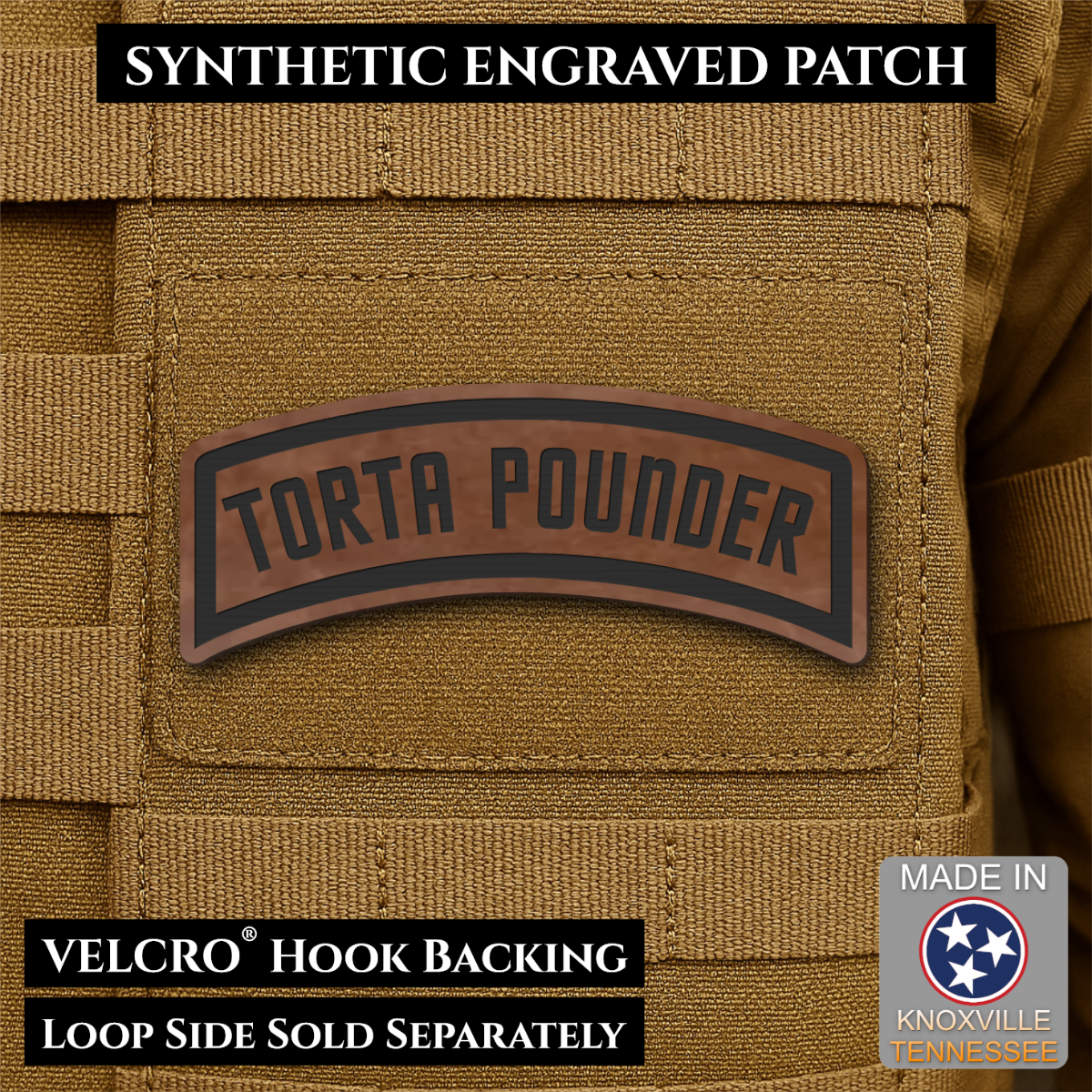 Torta Pounder Rocker Tab Funny Morale Patch, 1x2.6" | Made in USA | VELCRO® Brand Hook Backing