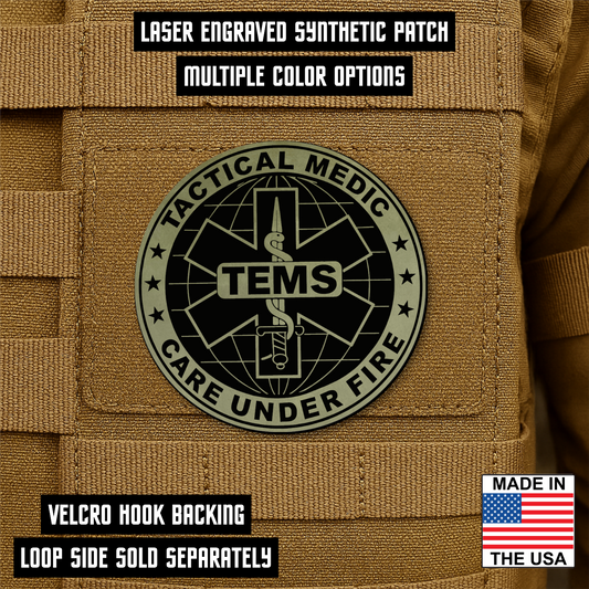 Tactical EMS Medic Morale Patch – 3” Round Hook & Loop Patch | Care Under Fire | Made in USA