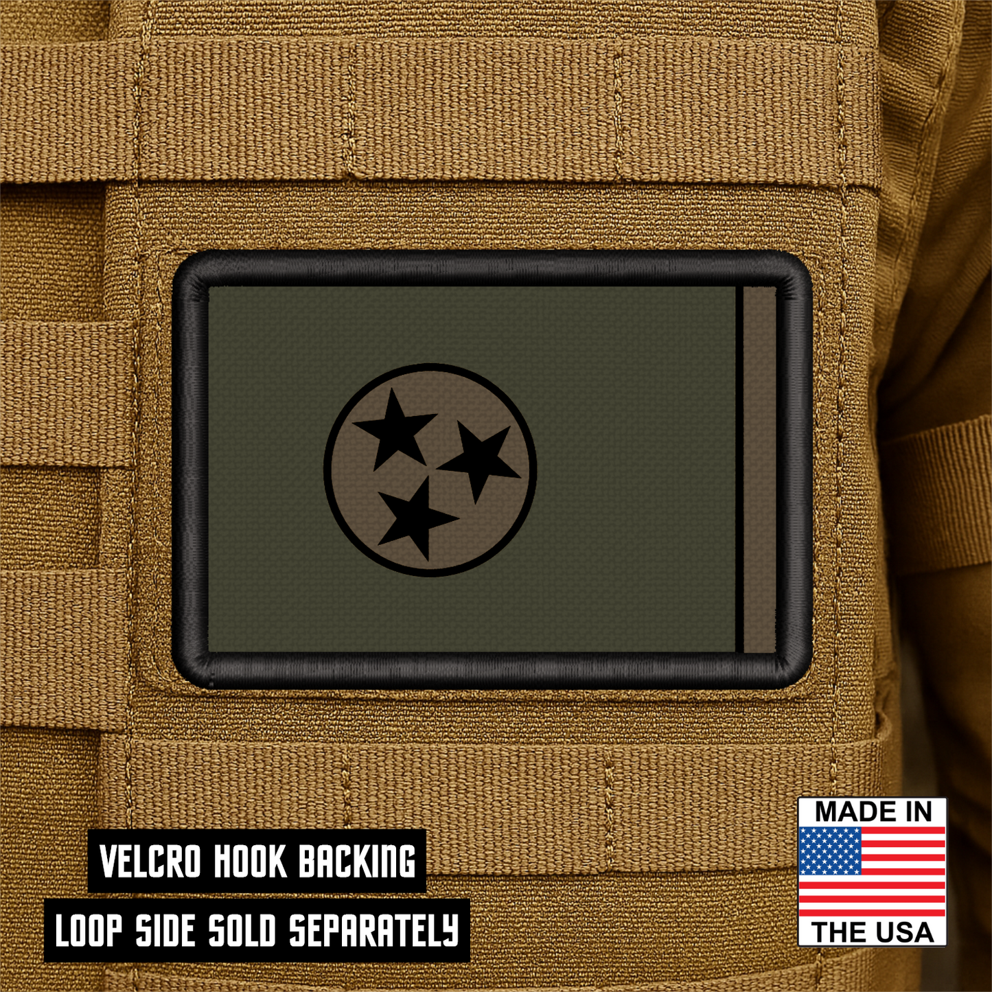 Tennessee State Flag Patch 2"x3" Hook & Loop | Made in USA