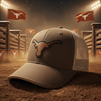 Texas Longhorn Leather Patch Trucker Hat – Western Cowboy Cap