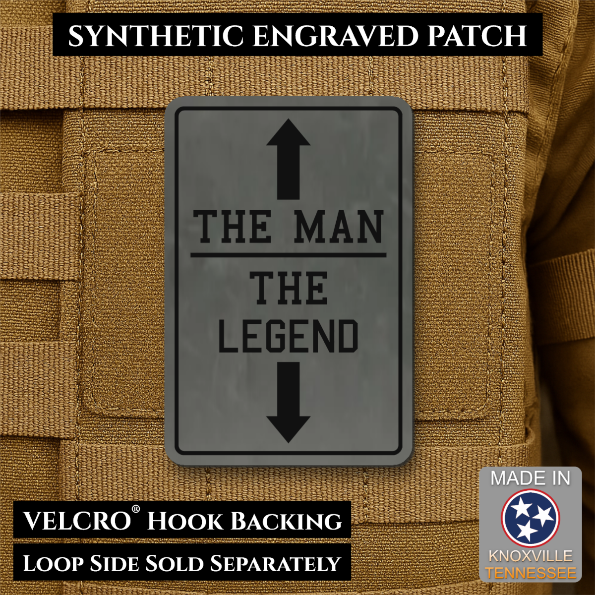 The Man, The Legend Funny Morale Patch, 2x3" | Made in USA | VELCRO® Brand Hook Backing