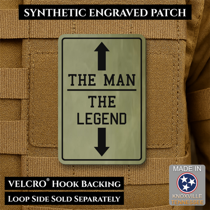 The Man, The Legend Funny Morale Patch, 2x3" | Made in USA | VELCRO® Brand Hook Backing