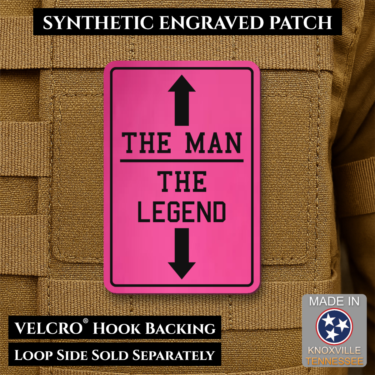 The Man, The Legend Funny Morale Patch, 2x3" | Made in USA | VELCRO® Brand Hook Backing