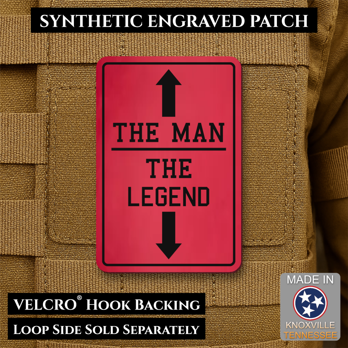 The Man, The Legend Funny Morale Patch, 2x3" | Made in USA | VELCRO® Brand Hook Backing