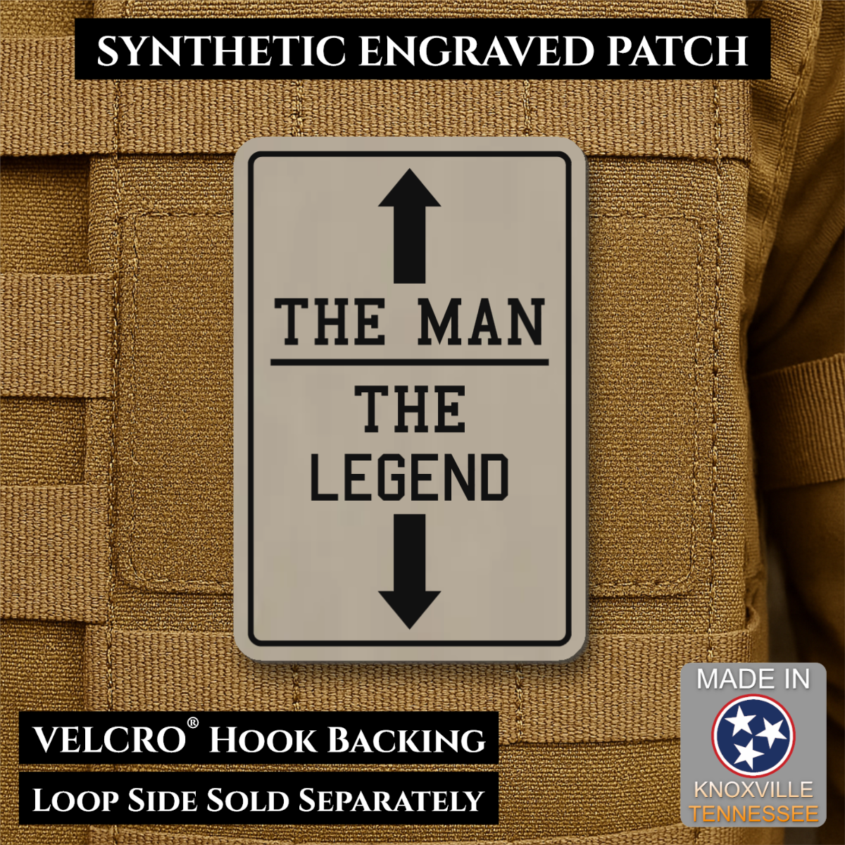 The Man, The Legend Funny Morale Patch, 2x3" | Made in USA | VELCRO® Brand Hook Backing