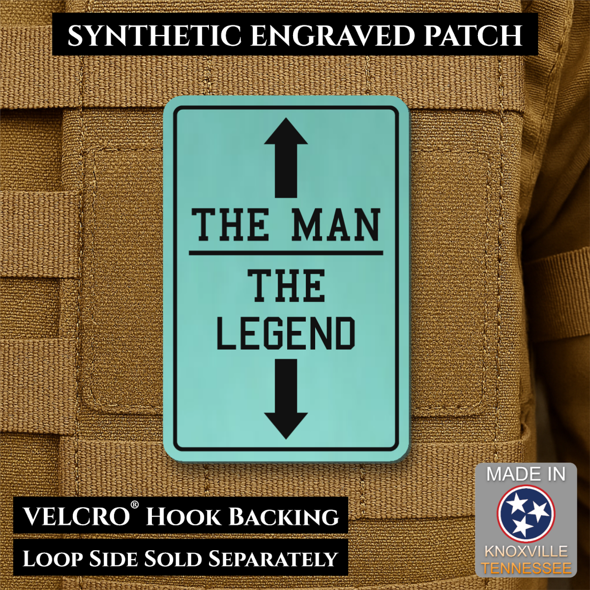 The Man, The Legend Funny Morale Patch, 2x3" | Made in USA | VELCRO® Brand Hook Backing