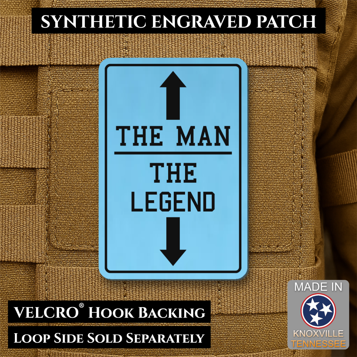 The Man, The Legend Funny Morale Patch, 2x3" | Made in USA | VELCRO® Brand Hook Backing