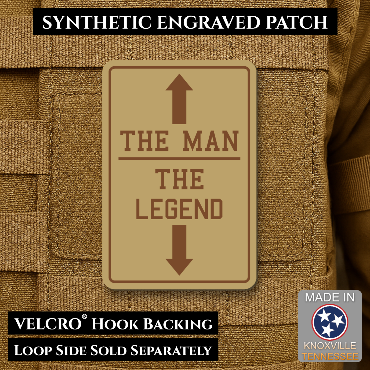 The Man, The Legend Funny Morale Patch, 2x3" | Made in USA | VELCRO® Brand Hook Backing