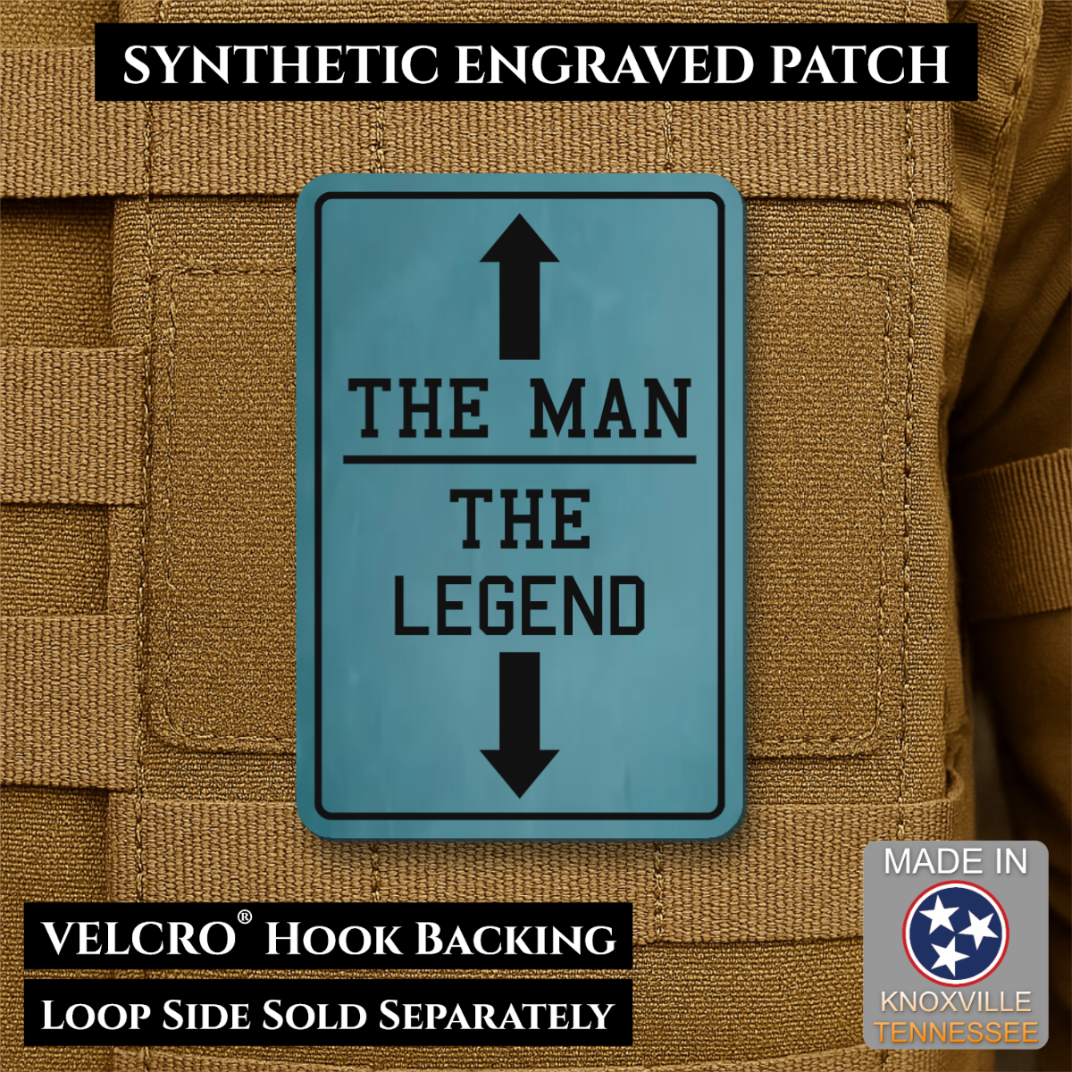 The Man, The Legend Funny Morale Patch, 2x3" | Made in USA | VELCRO® Brand Hook Backing