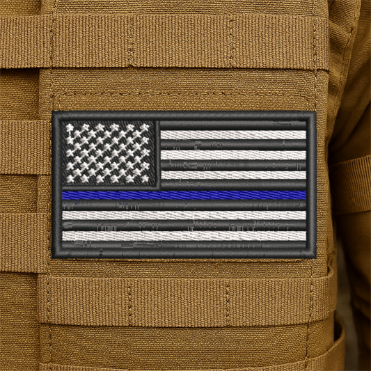 Thin Blue Line American Flag Embroidered Morale Patch