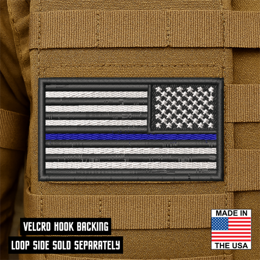 Reverse Thin Blue Line American Flag Patch 2"x3.5" Hook & Loop | Made in USA