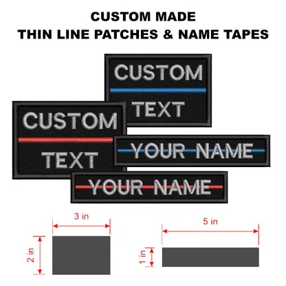 Custom Thin Line Patch & Name Tape – Personalized Text | Hook & Loop Back