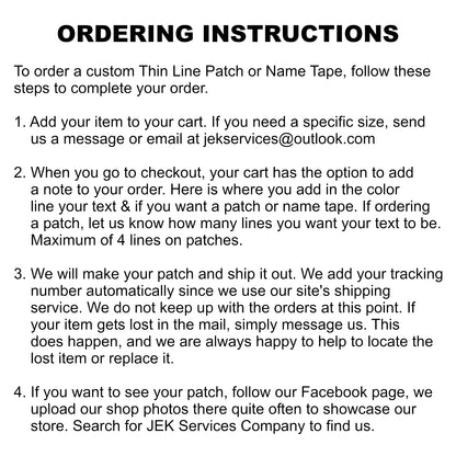 Custom Thin Line Patch & Name Tape – Personalized Text | Hook & Loop Back