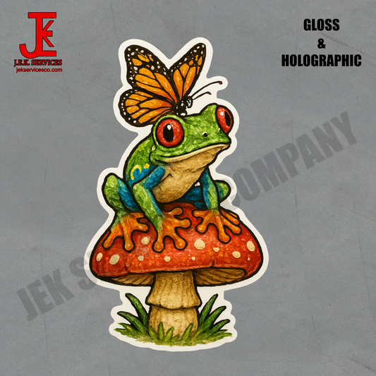 Tree Frog Mushroom Vinyl Sticker