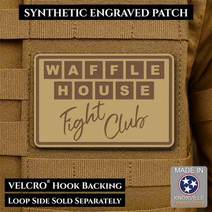 Waffle House Fight Club Synthetic Funny Morale Patch, 2x3" | Made in USA | VELCRO® Brand Hook Backing
