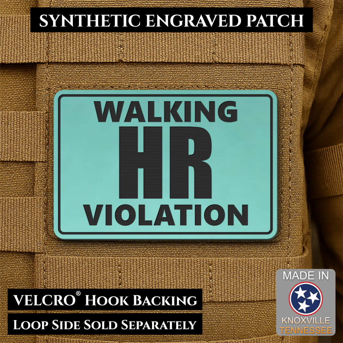 Walking HR Violation Funny Morale Patch, 2x3" | Made in USA | VELCRO® Brand Hook Backing