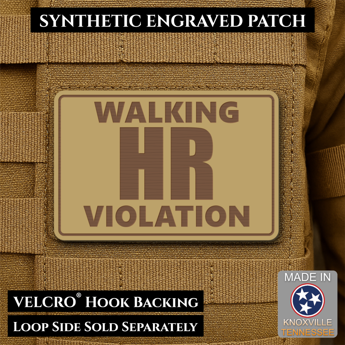 Walking HR Violation Funny Morale Patch, 2x3" | Made in USA | VELCRO® Brand Hook Backing