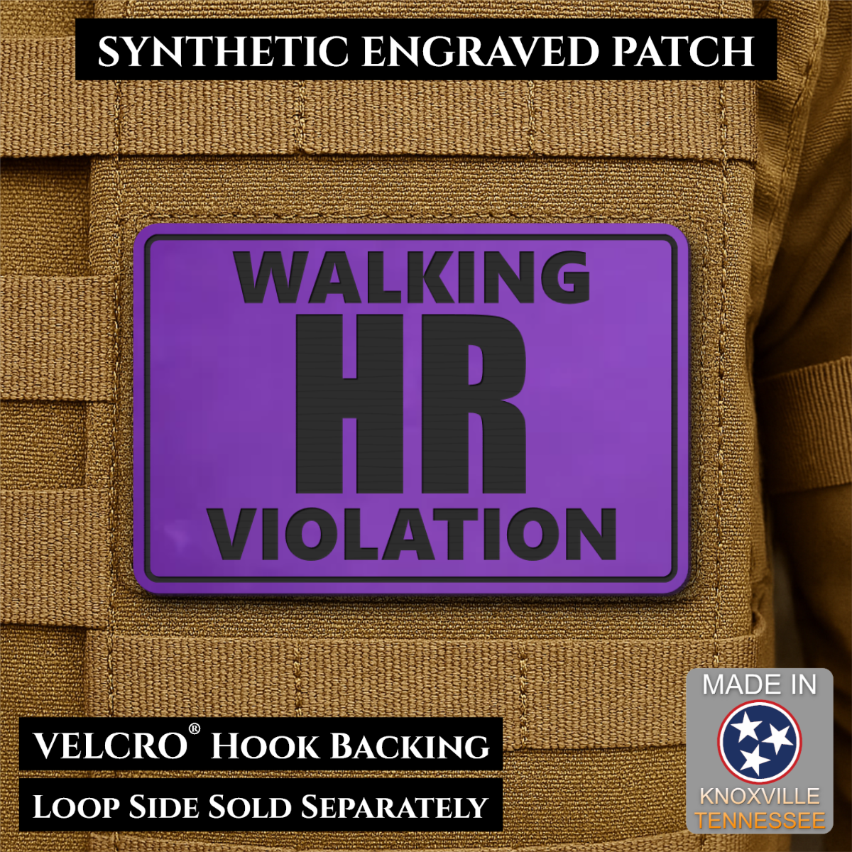 Walking HR Violation Funny Morale Patch, 2x3" | Made in USA | VELCRO® Brand Hook Backing