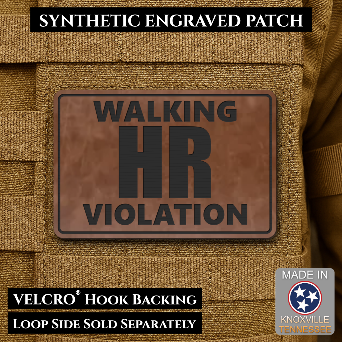Walking HR Violation Funny Morale Patch, 2x3" | Made in USA | VELCRO® Brand Hook Backing