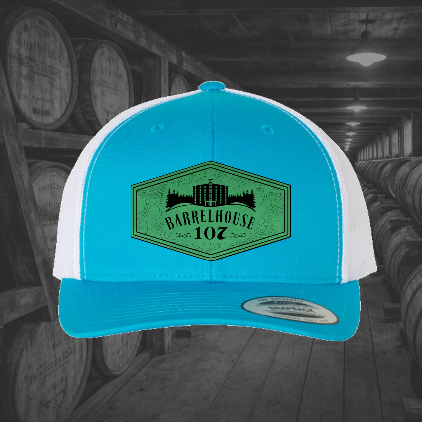 Barrelhouse 107 Engraved Leather Patch Hats