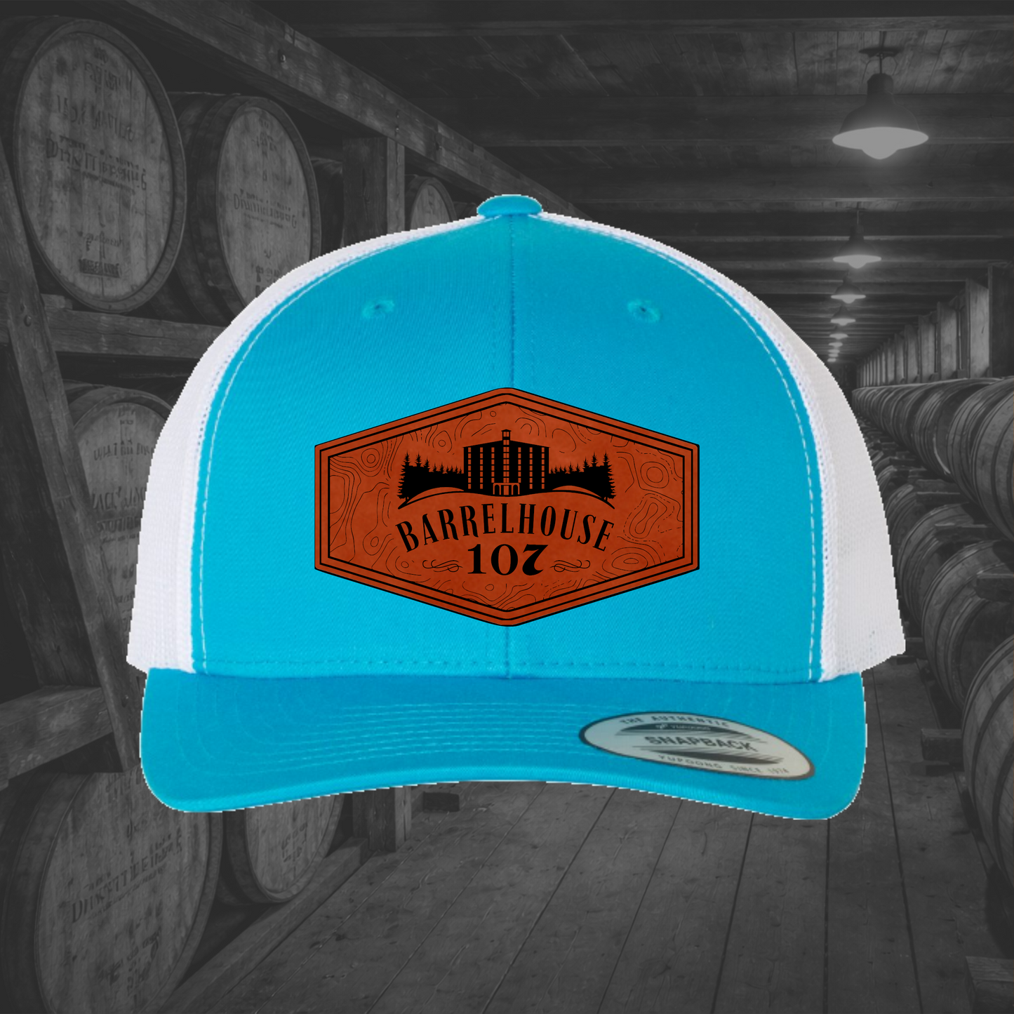 Barrelhouse 107 Engraved Leather Patch Hats