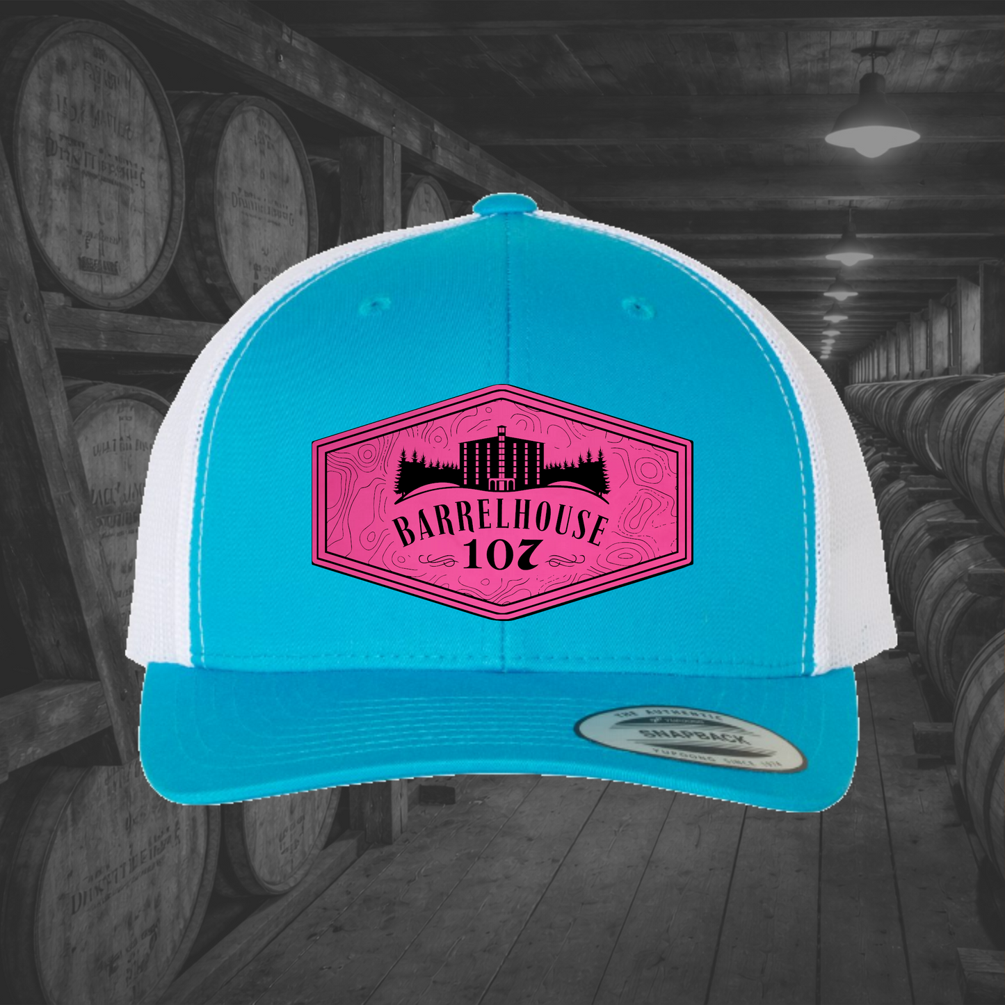 Barrelhouse 107 Engraved Leather Patch Hats