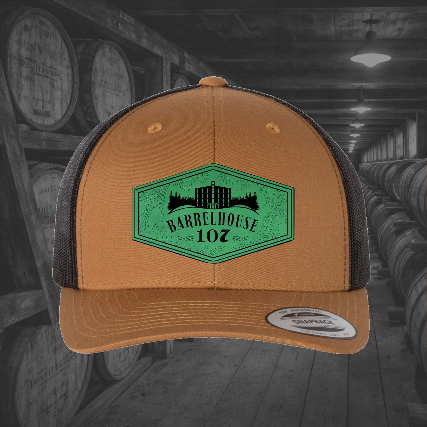 Barrelhouse 107 Engraved Leather Patch Hats