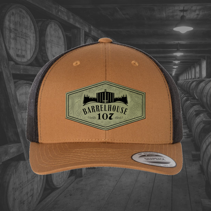 Barrelhouse 107 Engraved Leather Patch Hats