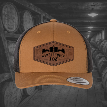Barrelhouse 107 Engraved Leather Patch Hats