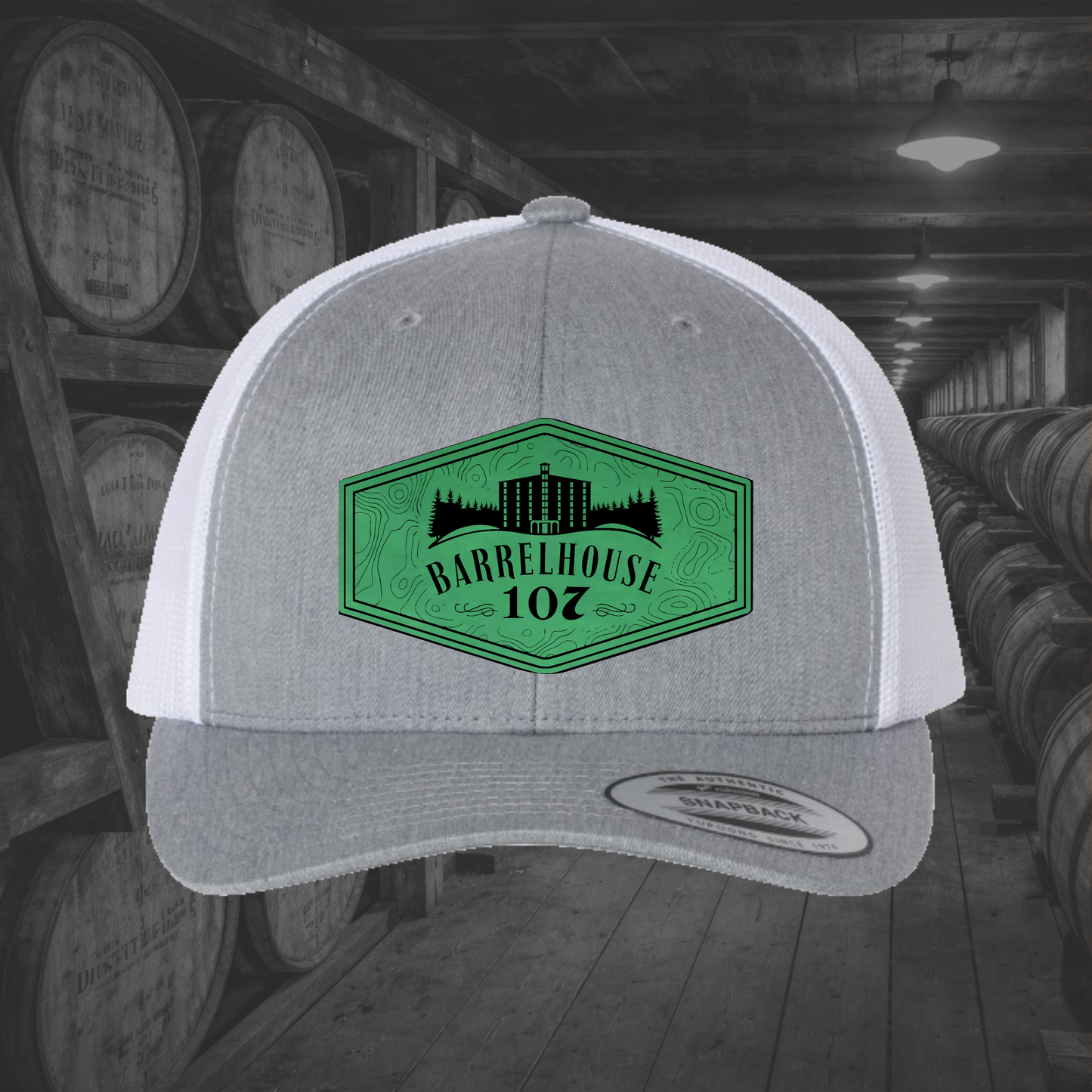 Barrelhouse 107 Engraved Leather Patch Hats