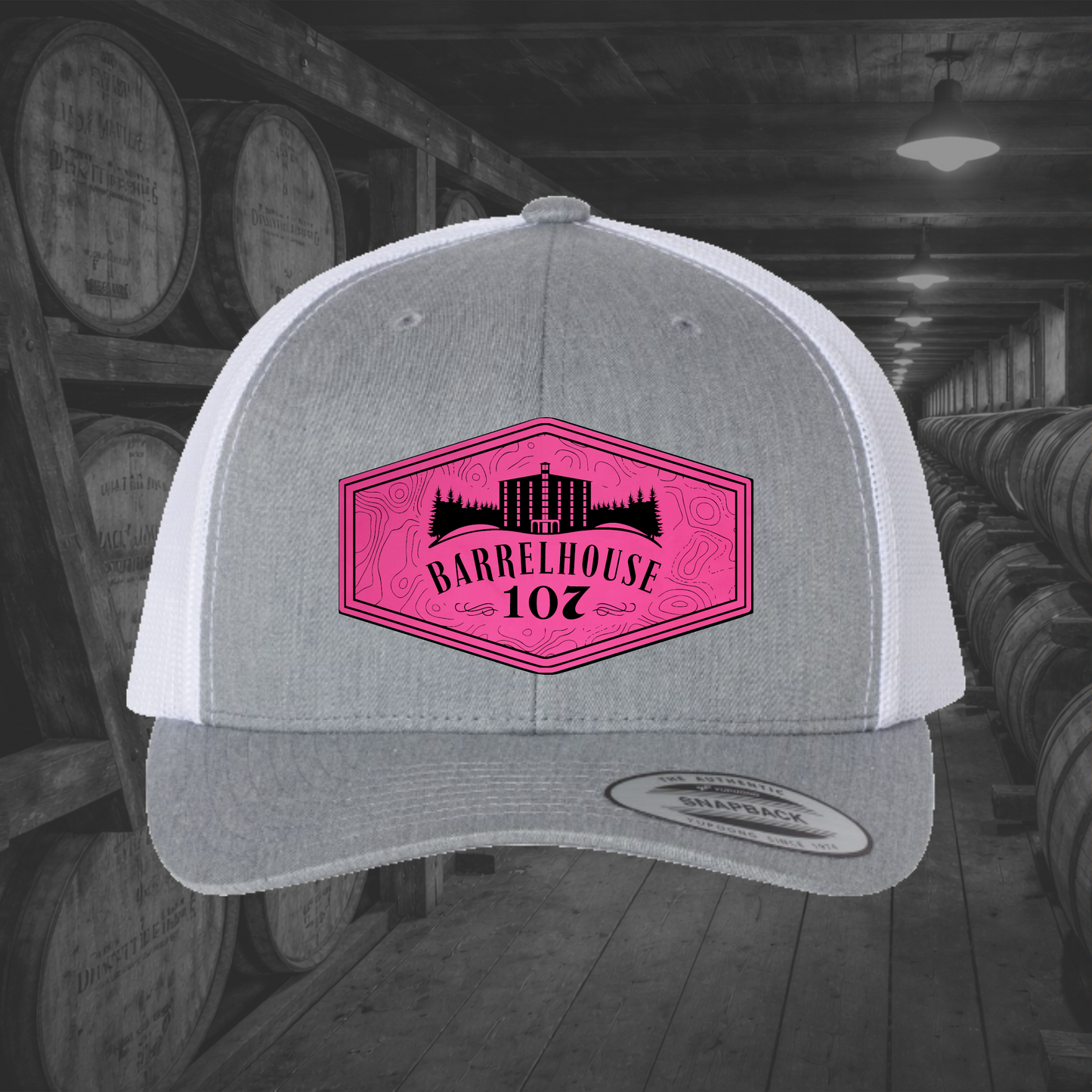 Barrelhouse 107 Engraved Leather Patch Hats