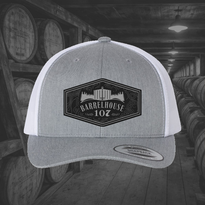 Barrelhouse 107 Engraved Leather Patch Hats