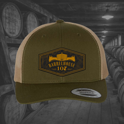 Barrelhouse 107 Engraved Leather Patch Hats