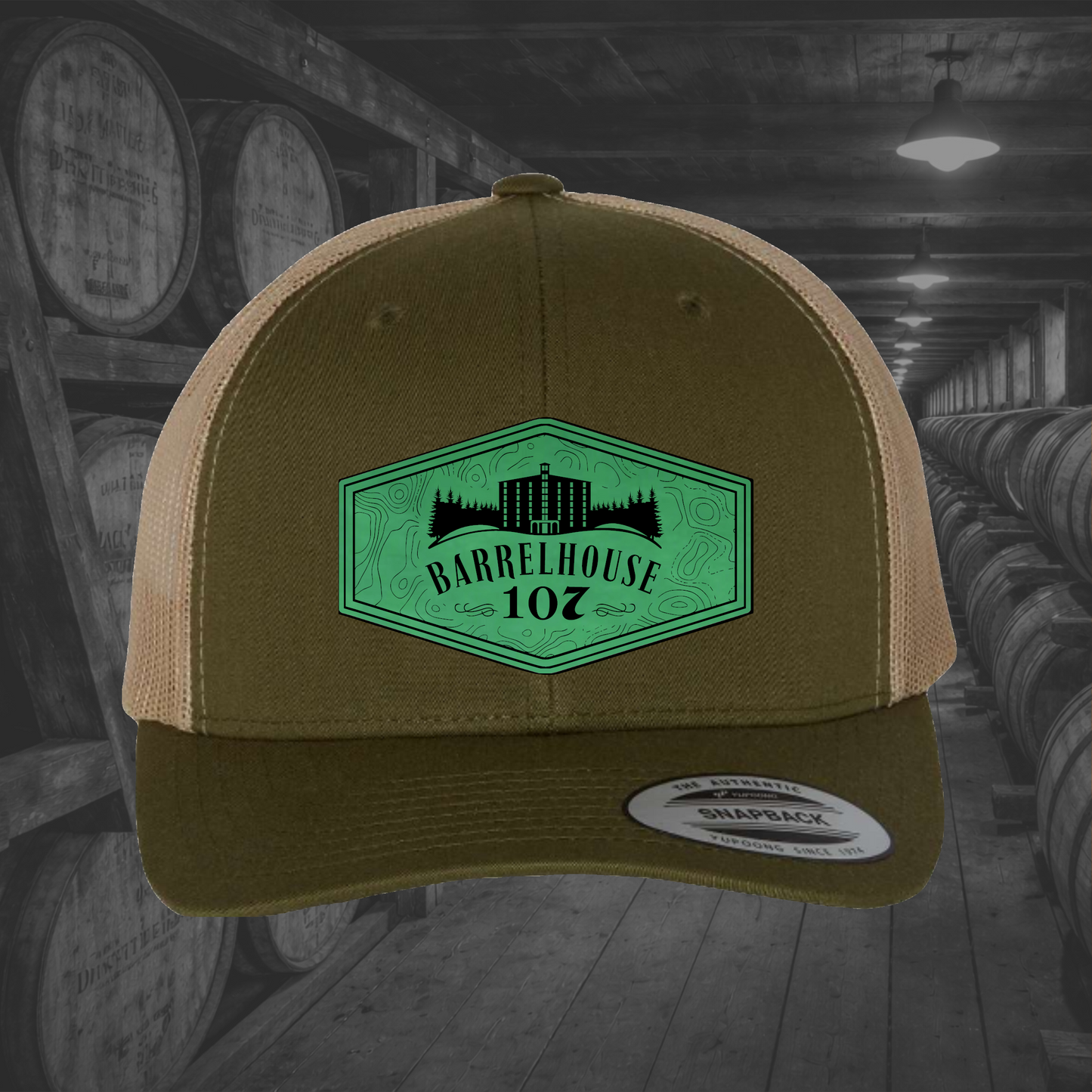 Barrelhouse 107 Engraved Leather Patch Hats