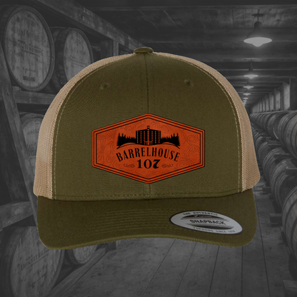 Barrelhouse 107 Engraved Leather Patch Hats