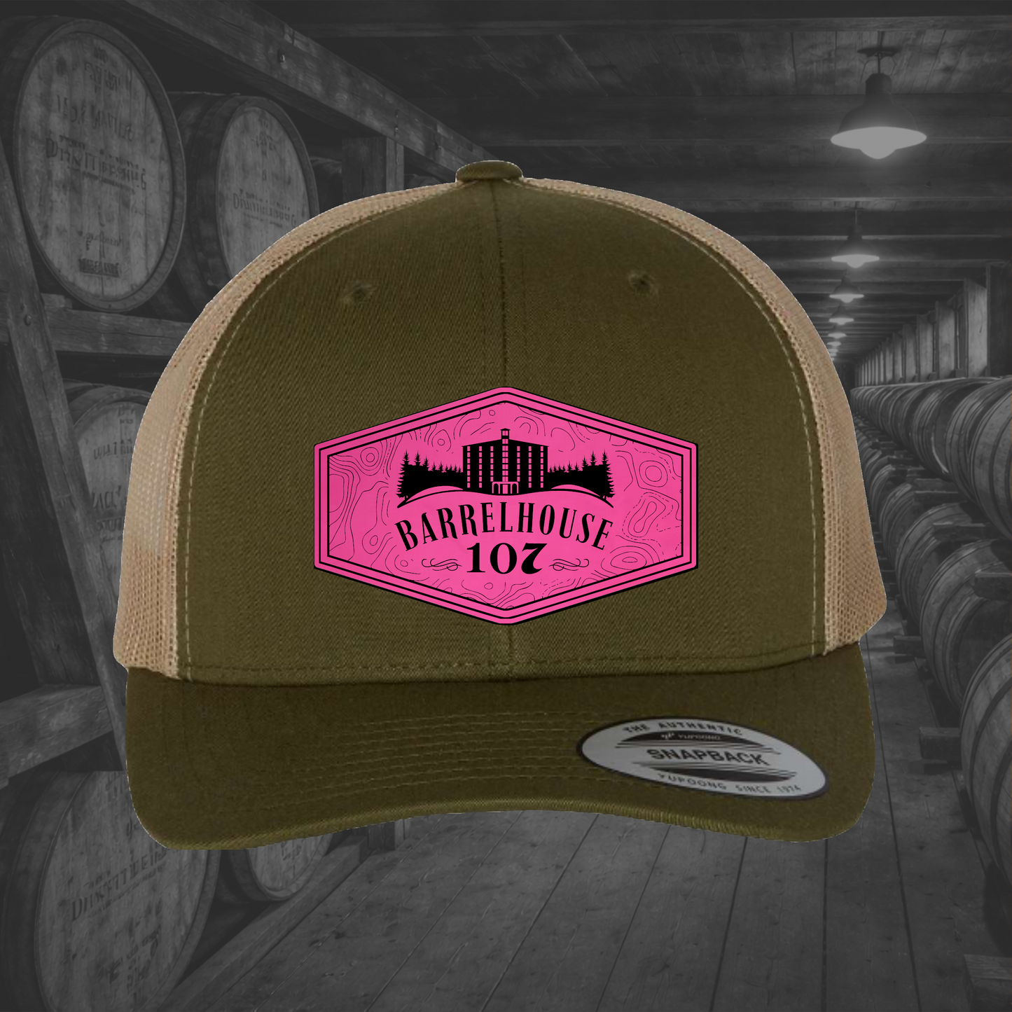 Barrelhouse 107 Engraved Leather Patch Hats