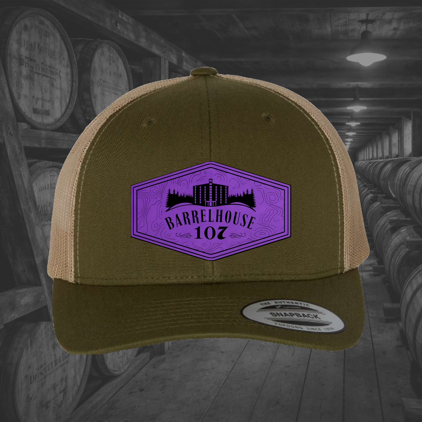 Barrelhouse 107 Engraved Leather Patch Hats