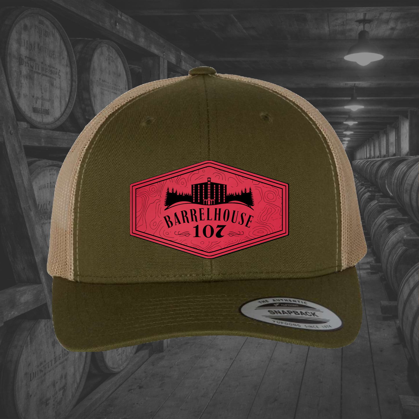 Barrelhouse 107 Engraved Leather Patch Hats