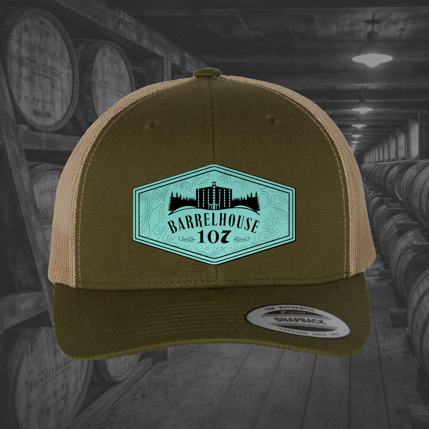 Barrelhouse 107 Engraved Leather Patch Hats