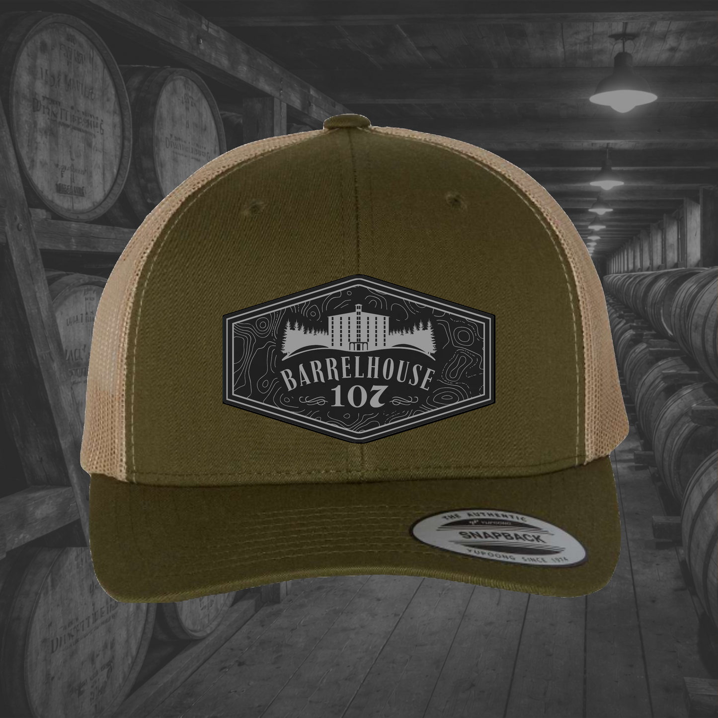 Barrelhouse 107 Engraved Leather Patch Hats