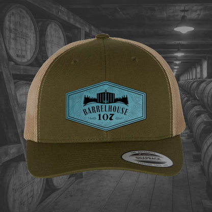 Barrelhouse 107 Engraved Leather Patch Hats