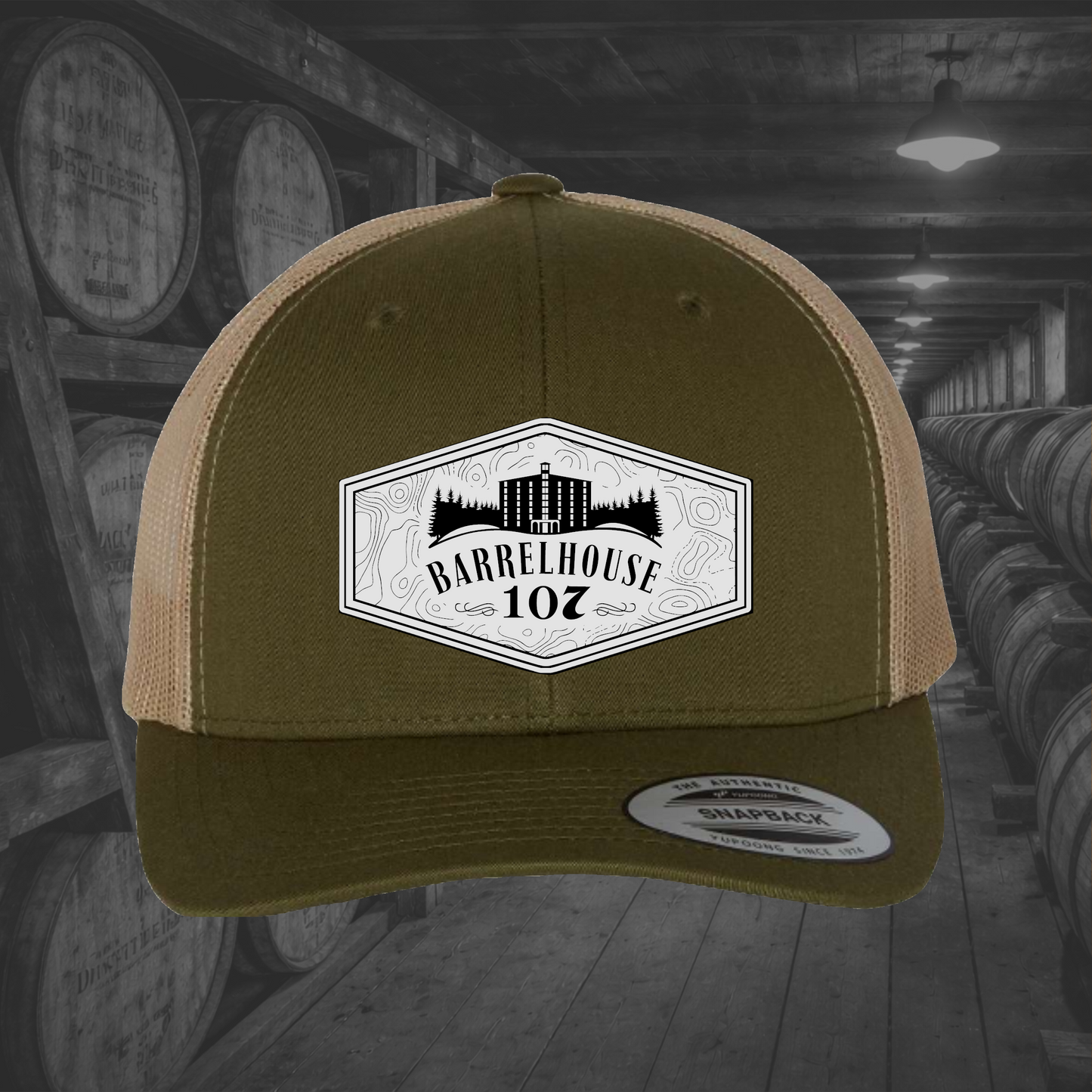 Barrelhouse 107 Engraved Leather Patch Hats