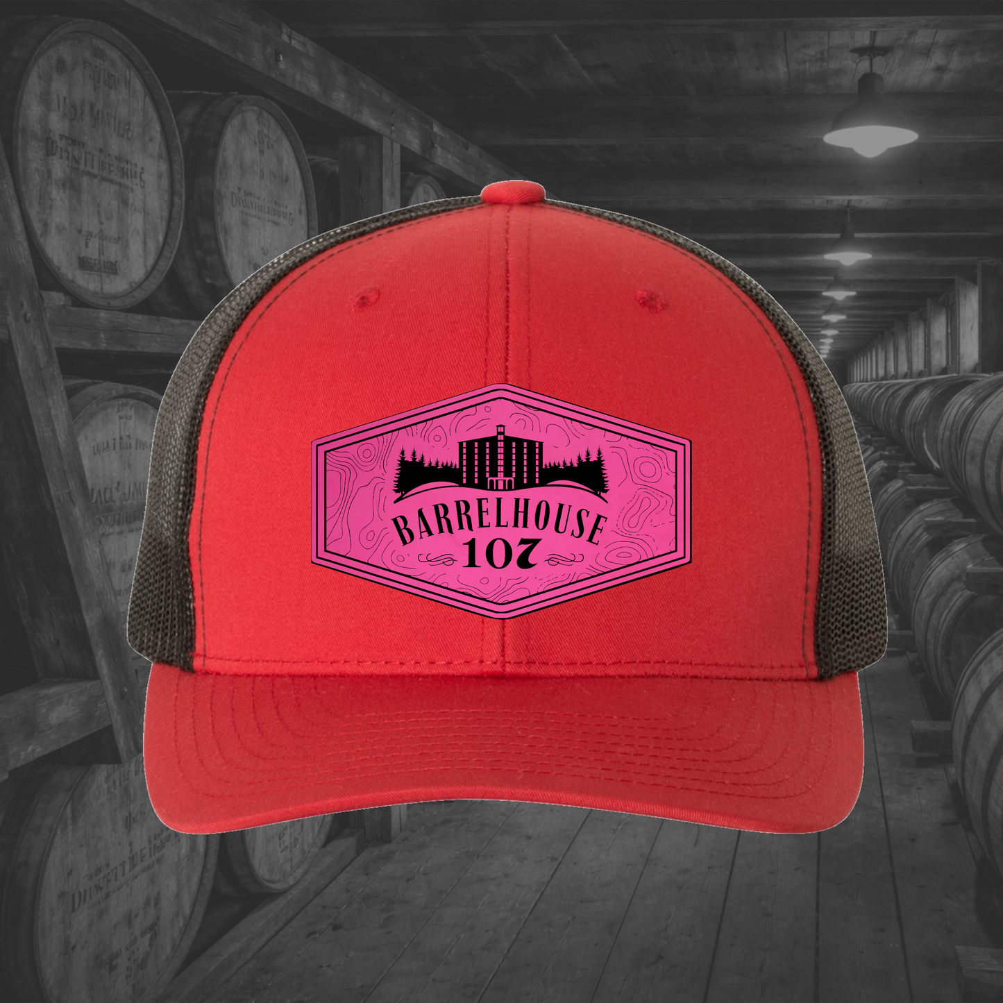Barrelhouse 107 Engraved Leather Patch Hats