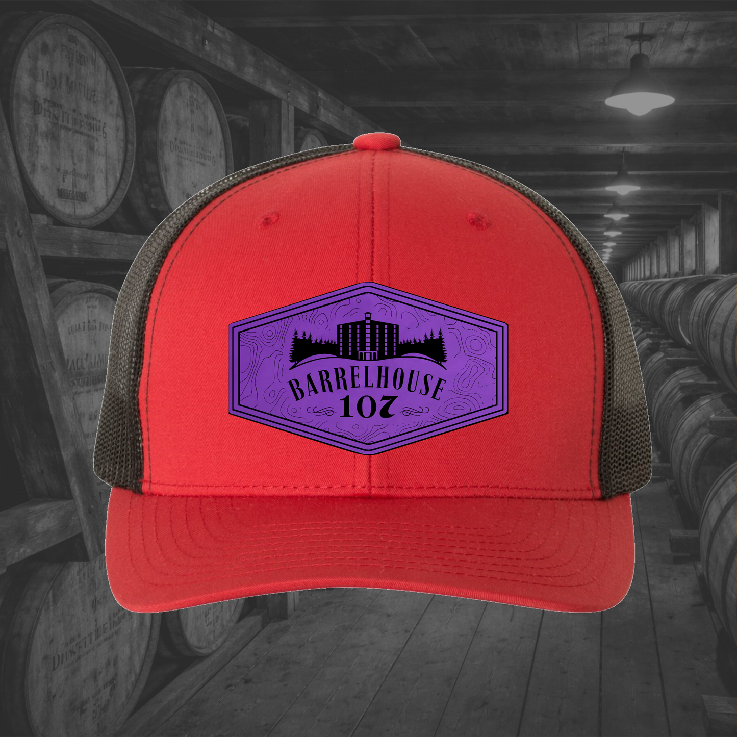 Barrelhouse 107 Engraved Leather Patch Hats