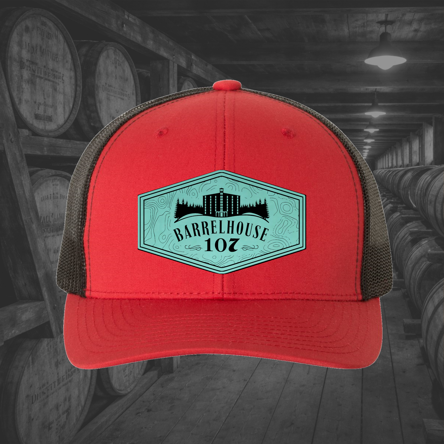 Barrelhouse 107 Engraved Leather Patch Hats