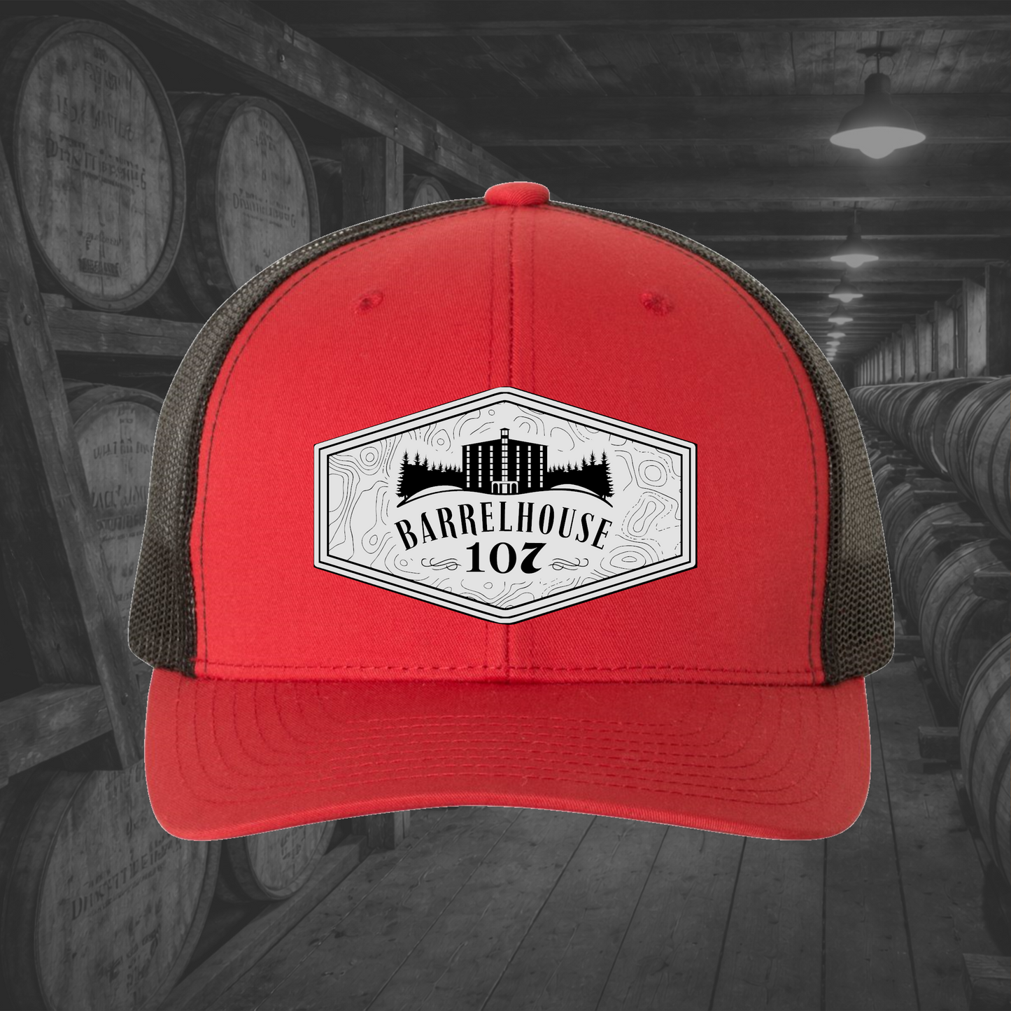 Barrelhouse 107 Engraved Leather Patch Hats