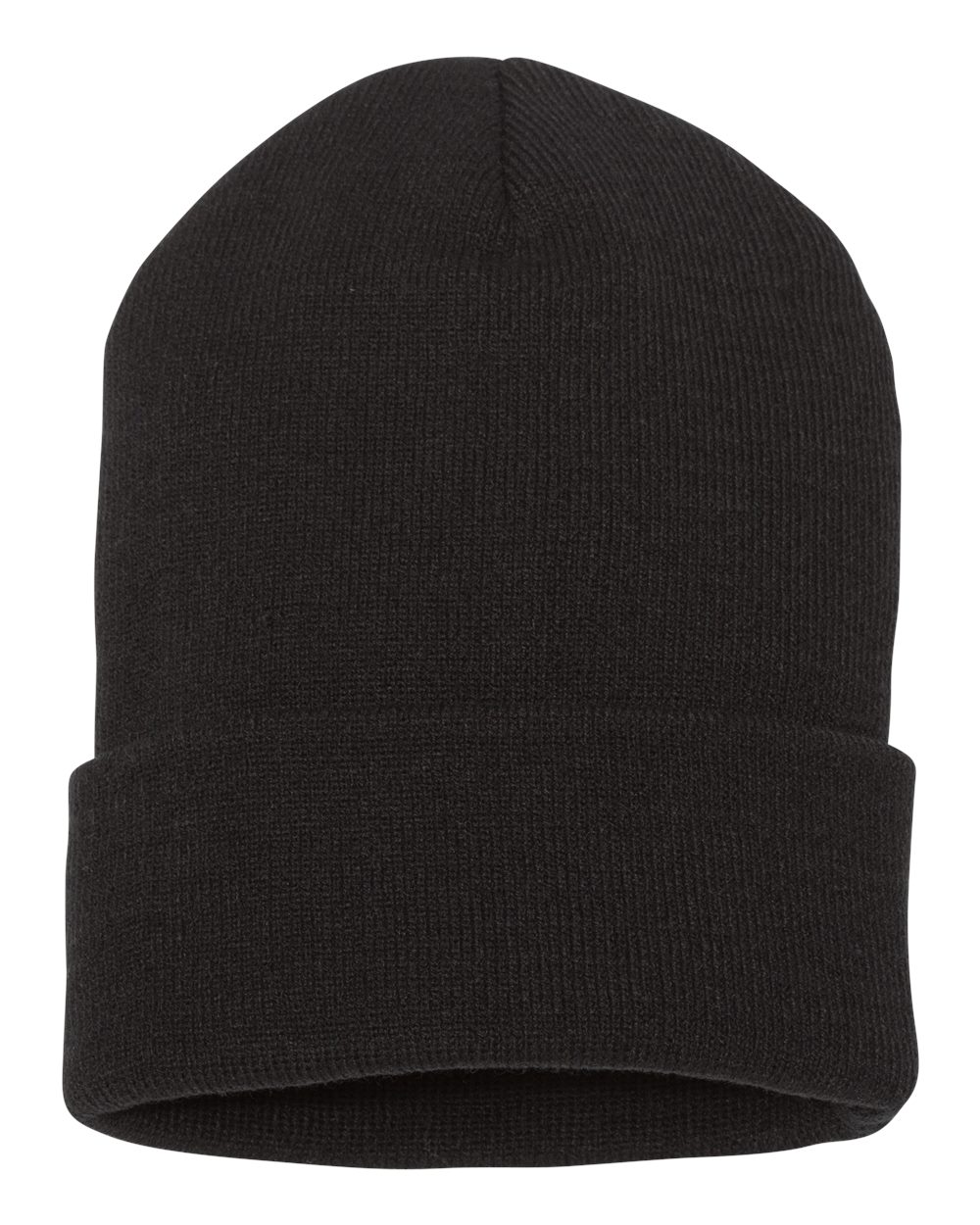 Blank 12-inch cuffed beanie in black, available color option