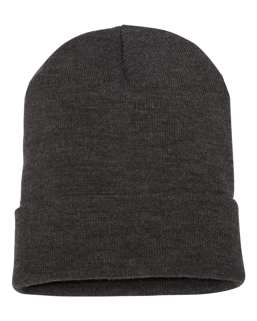 Blank 12-inch cuffed beanie in charcoal gray, available color option
